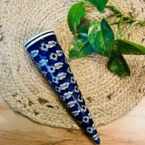 Conical Hand-Painted Blue Pottery Wall Planters
